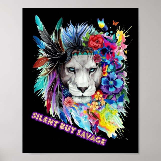 Savage Lion Sticker  Poster (Framsidan)