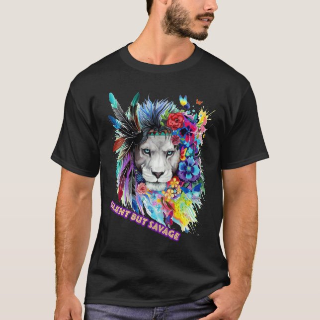 Savage Lion Sticker  T Shirt (Framsida)