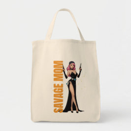 Savage Mamma Tote Bag | Bold Fashionista Mor Gift Tygkasse