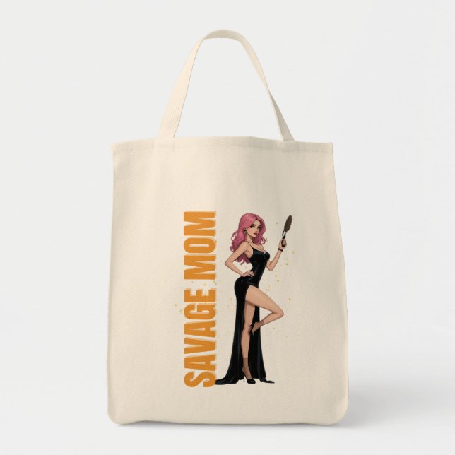 Savage Mamma Tote Bag | Coola Mamma Gift för djärv Tygkasse (Framsidan)