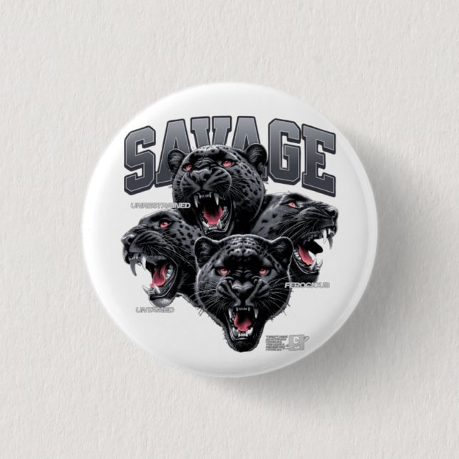 Savage Panther Trio Estetisk Pin - Vild Jungel Knapp (Framsida)