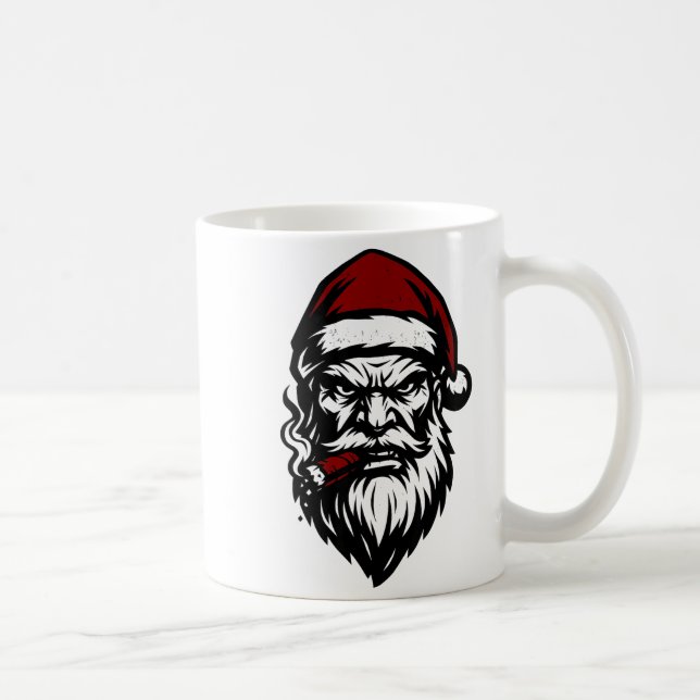 Savage Santa Claus Smoking Cigar Christmas  Kaffemugg (Höger)