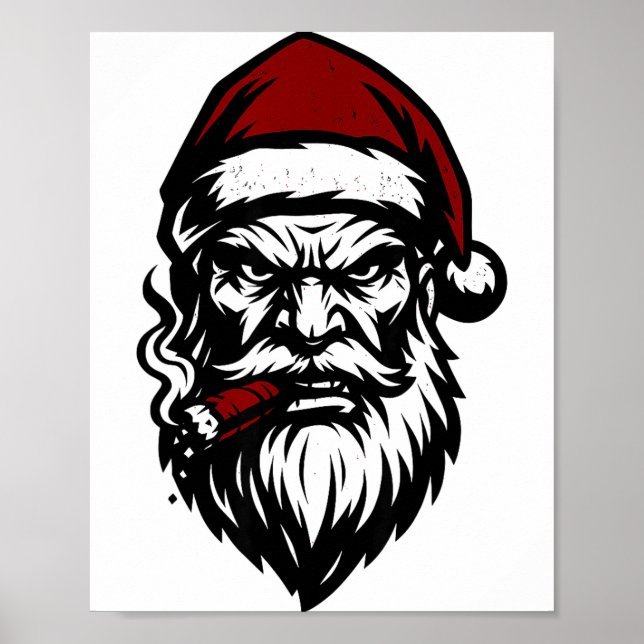 Savage Santa Claus Smoking Cigar Christmas  Poster (Framsidan)