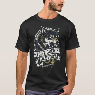 Savage Wolf Power T-Shirt – Motstå Skapa Förstör