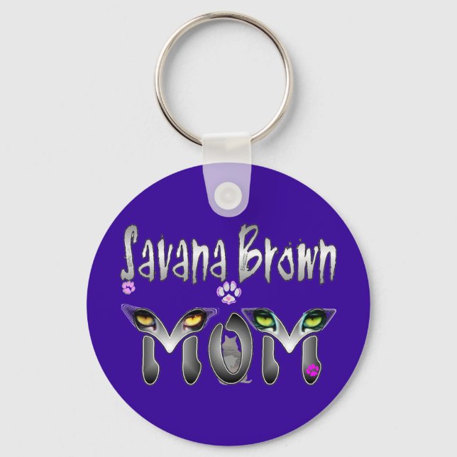 Savana Brown Cat Mamma Gifts Nyckelring (Framsida)