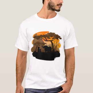 Savann Skog Silhuett Minimal Natur Konst T Shirt
