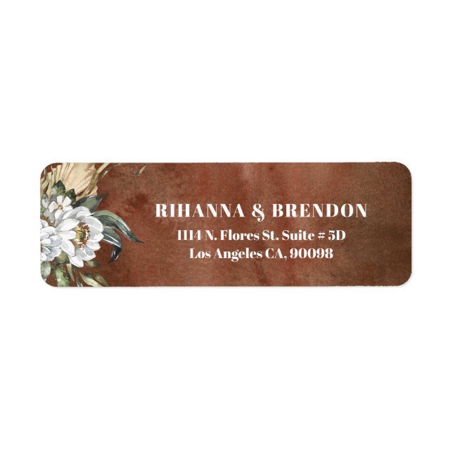 Savanna blommor brun pappra struktur returadress etikett (Framsidan)