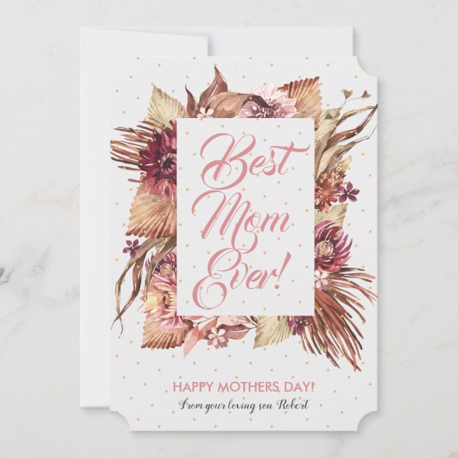 Savanna-blommor och löv ram julkort (Framsida)