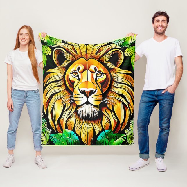 Savanna Lejon Löv Design Fleecefilt (På plats)