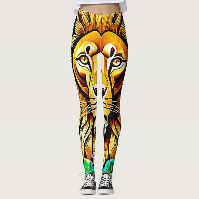 Savanna Lejon Löv Design Leggings (Framsida)
