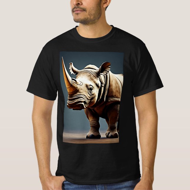 ’Savanna Majesty: Horned Rhino’ T Shirt (Framsida)