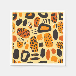"Savanna Pop: Tribal Vibes in Orange & Black" Pappersservett
