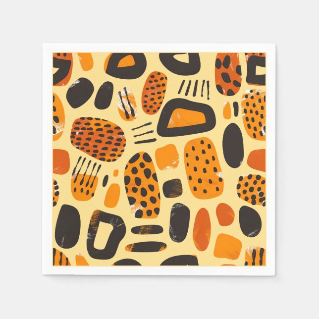"Savanna Pop: Tribal Vibes in Orange & Black" Pappersservett (Framsidan)