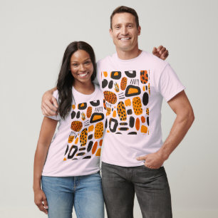 "Savanna Pop: Tribal Vibes in Orange & Black" T Shirt