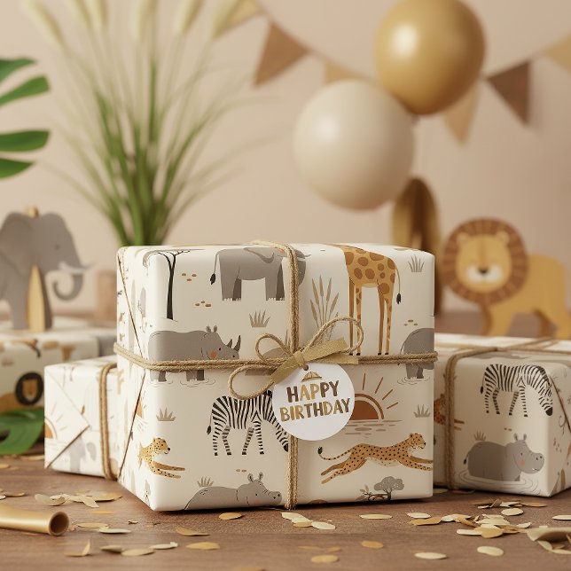 Savanna Sunrise Safari Pattern ID1259 Presentpapper (Skapare uppladdad)