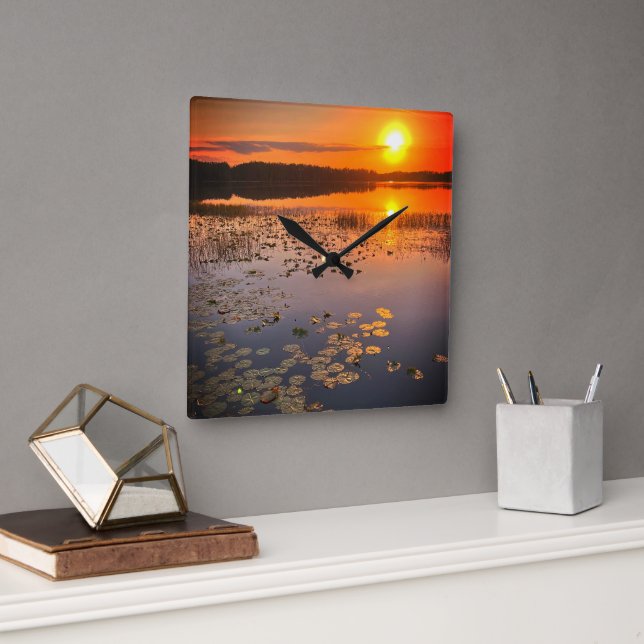 "Savanna Sunset" Wall Clock Fyrkantig Klocka (Kontor)
