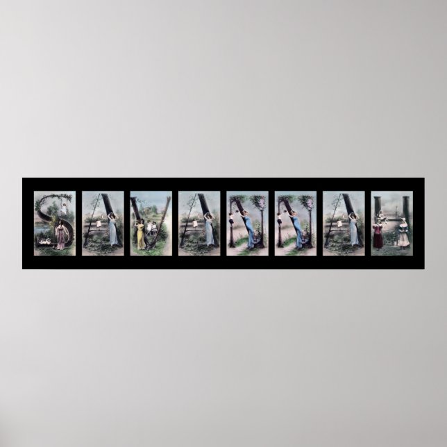 SAVANNAH Alphabet Brev Namn Art Poster (Framsidan)