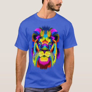 Savannah Animal Rainbow Colorful Lejon T Shirt