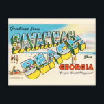 Savannah Beach Georgia Hälsning Vykort<br><div class="desc">En roligt,  färglös retro,  vykort för vintage för Savannah Beach,  Georgien,  återkom till ett nytt vykort!</div>