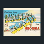 Savannah Beach Georgia Hälsning Vykort<br><div class="desc">En roligt,  färglös retro,  vykort för vintage för Savannah Beach,  Georgien,  återkom till ett nytt vykort!</div>