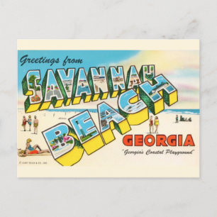 Savannah Beach Georgia Välkomsthälsning  Vykort