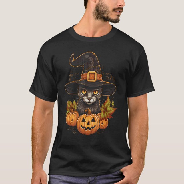 Savannah Cat Halloween Grafiska T-shirts för män o (Framsida)