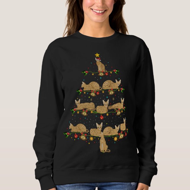 Savannah Cat Julafton Träd Gift Santa Hat Savannah T Shirt (Framsida)