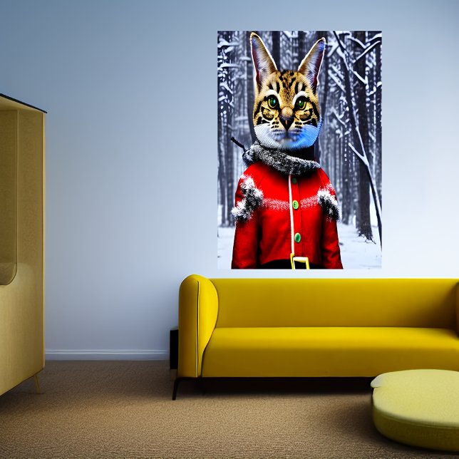 Savannah cat Jultomten | AI Art Poster (Skapare uppladdad)