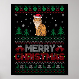 Savannah Cat Lovers Santa Hat Julgran Light Poster