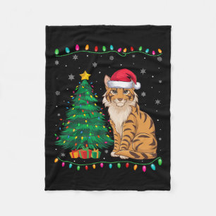 Savannah Cat Santa Hat Manar Kvinnor Kids jul Tr Fleecefilt