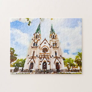 Savannah Cathedral Watercolor Photo Puzzle Pussel