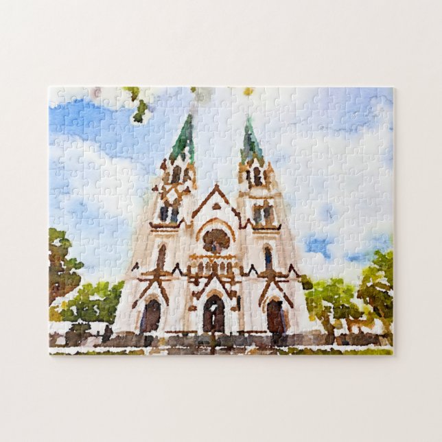 Savannah Cathedral Watercolor Photo Puzzle Pussel (Horisontell)