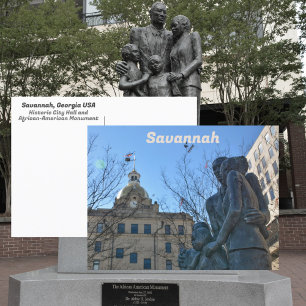 Savannah City Hall och det afrikansk-amerikanska m Vykort
