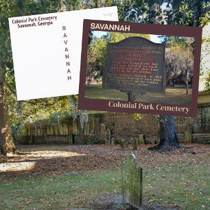 Savannah Colonial Park gula febern markör Vykort