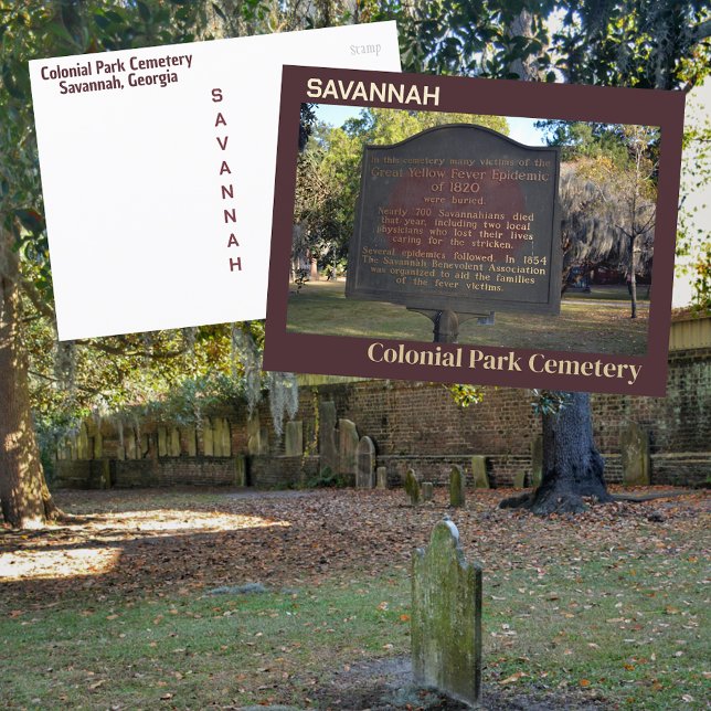 Savannah Colonial Park gula febern markör Vykort (Skapare uppladdad)