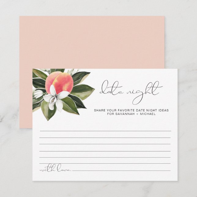 SAVANNAH Cute Peach Date Night Ideas Adapter Inbjudningar (Fram/baksida)