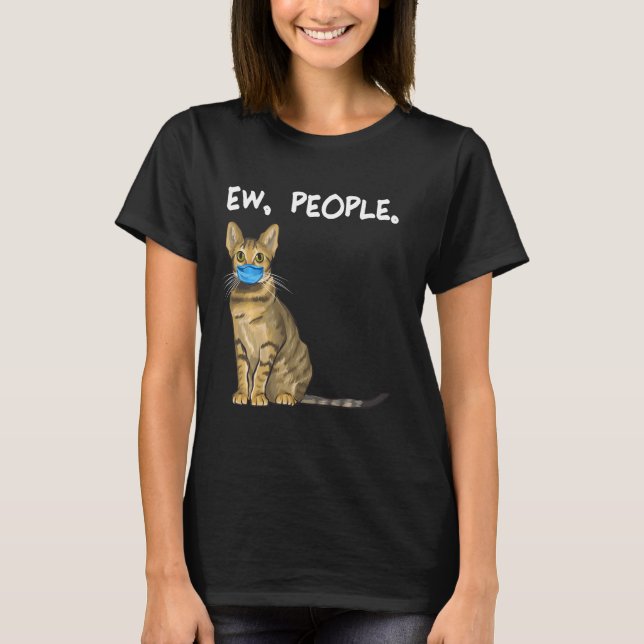 Savannah Ew People Cat Wearing Ansikte Mask T Shirt (Framsida)