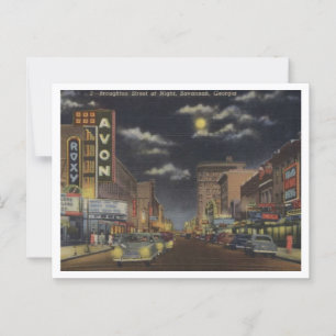 Savannah GA, Broughton St, 1940s View Vykort