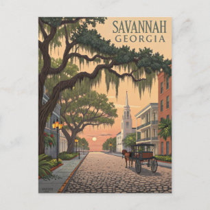 Savannah GA Cobblestone Street Vykort