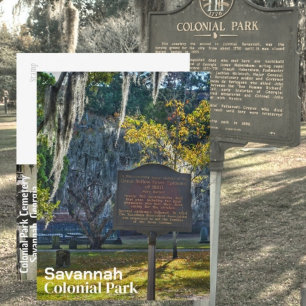 Savannah GA Colonial Park Gulfebermarkör Vykort