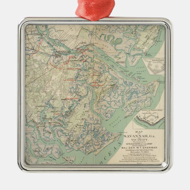 Savannah, Ga och vicinity Julgransprydnad Metall (Framsidan)