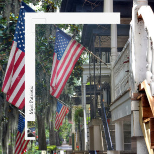 Savannah GA Patriotiska flaggor Jones St Fotografi Vykort