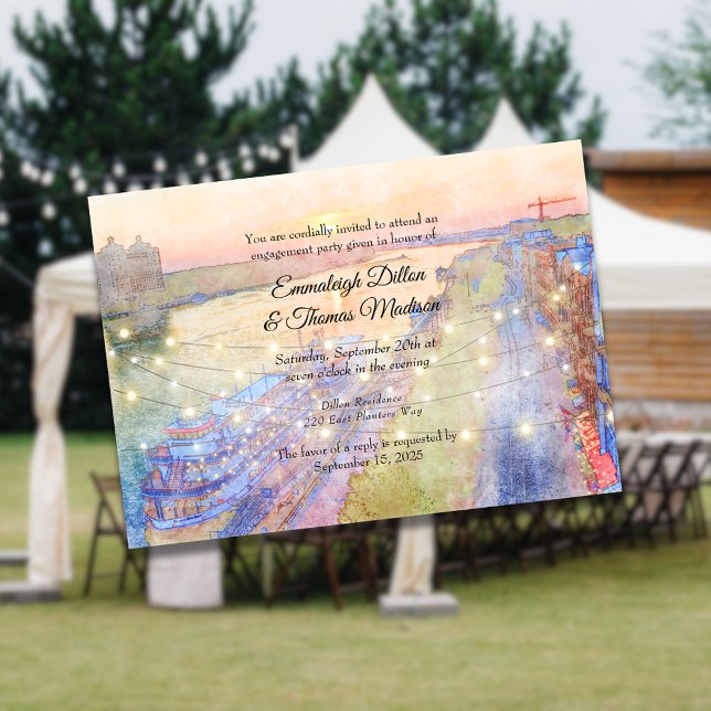 Savannah GA River Street Sunset Förlovningsfest Inbjudningar (Skapare uppladdad)