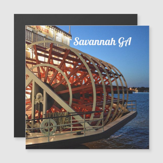 Savannah GA Riverboat-magnetiskt vykort (Fram/baksida)