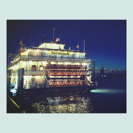 Savannah GA Riverboat på Nattfotografisk konst