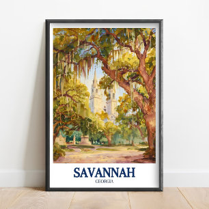 Savannah GA Tryck - Forsyth Park - Katedralen av