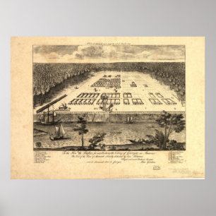 Savannah Georgia 1734 Panoramic Karta Poster