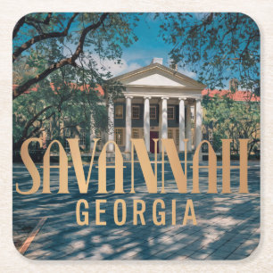 Savannah Georgia Bygger Underlägg set Papper Kvadrat