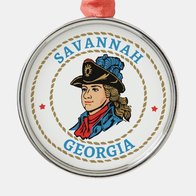 Savannah Georgia Colonial Julgransprydnad Metall (Framsidan)