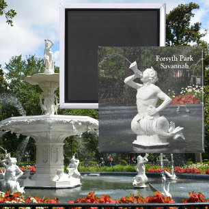 Savannah Georgia Forsyth Park Fontän Triton Magnet